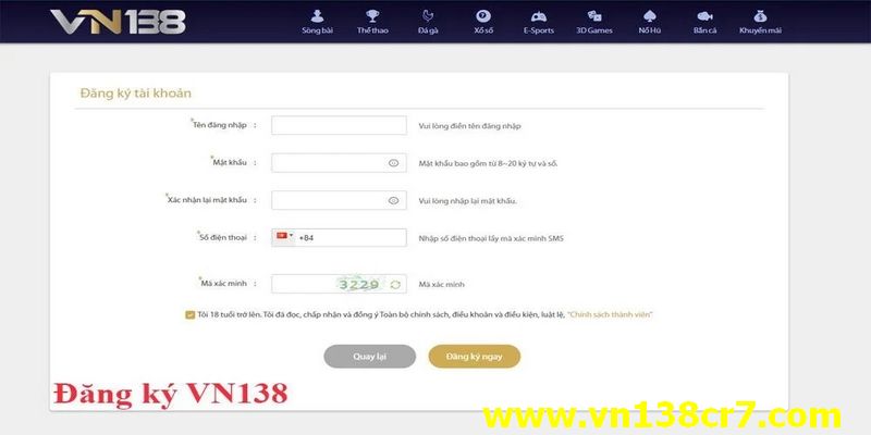 Hướng dẫn đăng ký VN138 nhanh nhất
