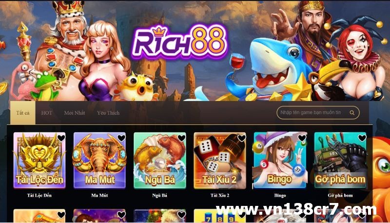 Giao diện Rich88 gaming bắt mắt và lôi cuốn